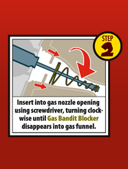 fuel is protected from siphoning theft by inserting the gas bandit blocker into the fuel filler